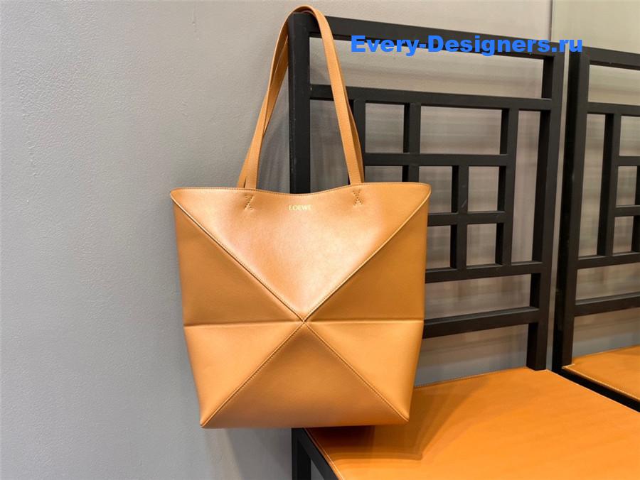 L0ew* puzzle fold convertible medium leather tote brown