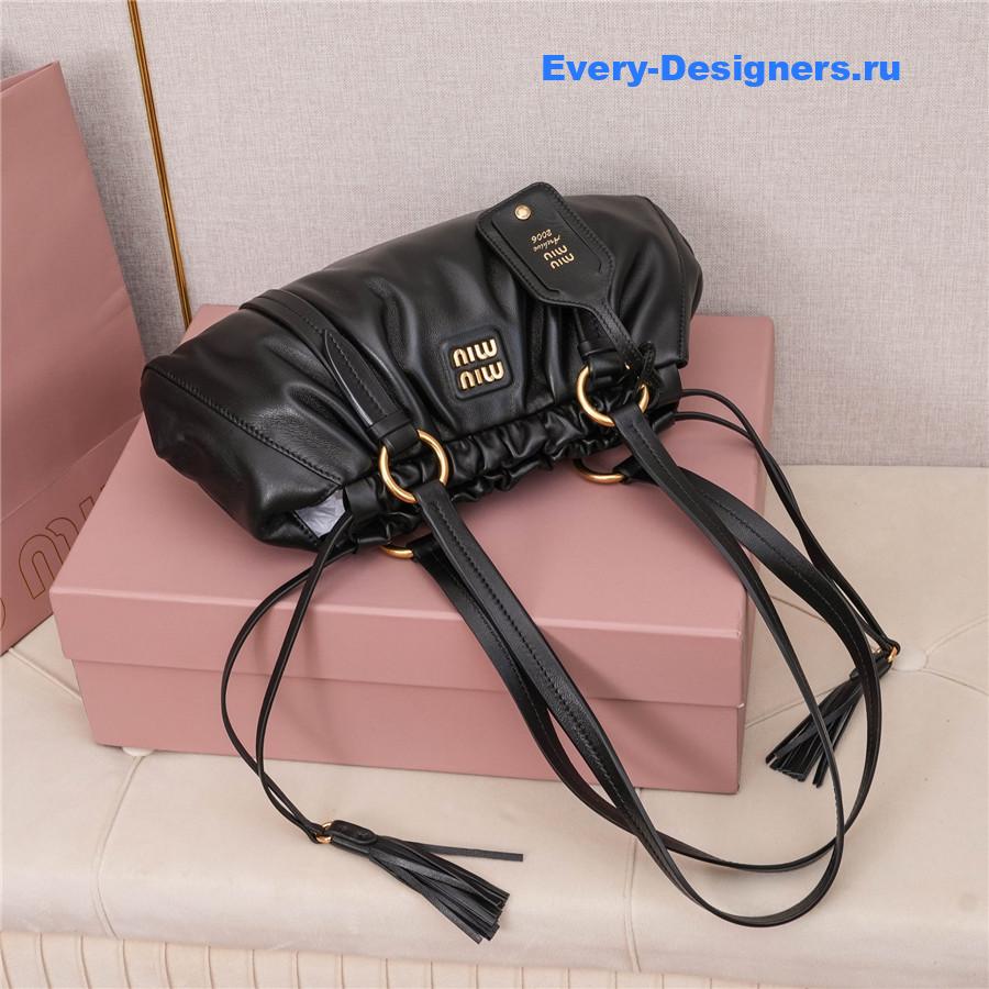 Miu Miu Joie Nappa Leather Shoulder Bag Black