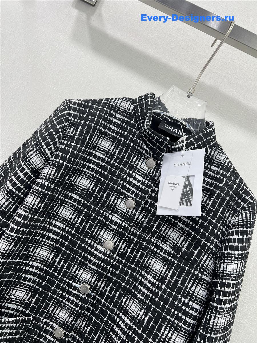 Ch**el tweed stand collar jacket