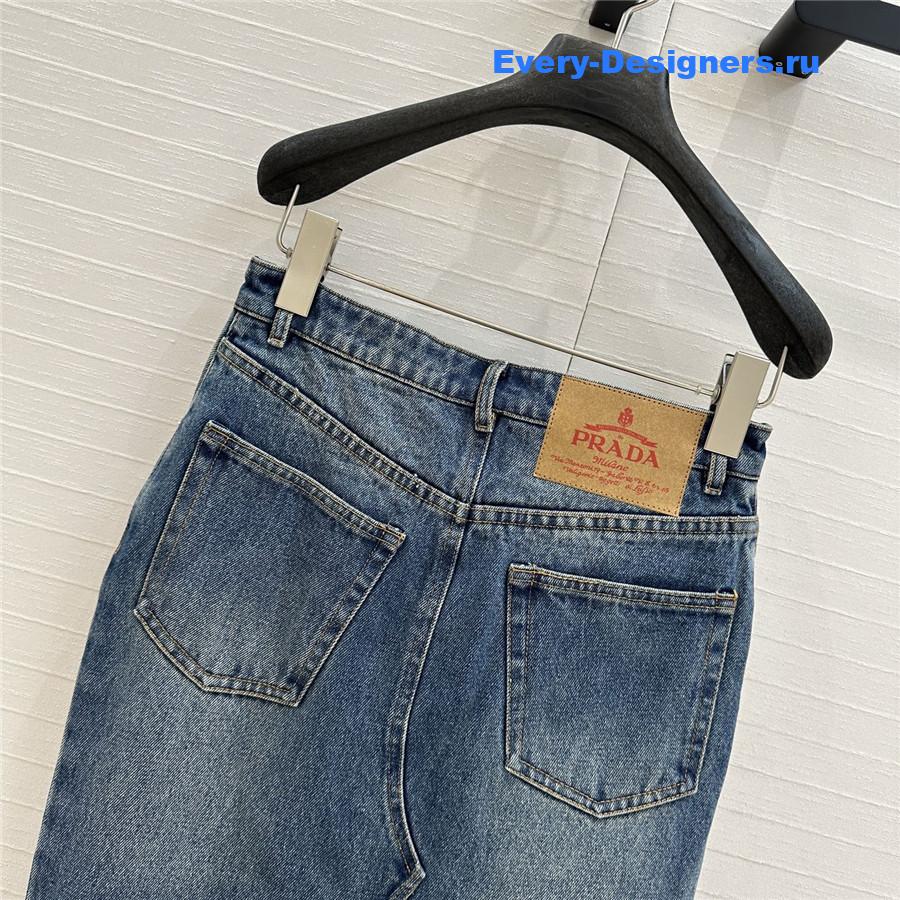Pra*a blue denim long skirt