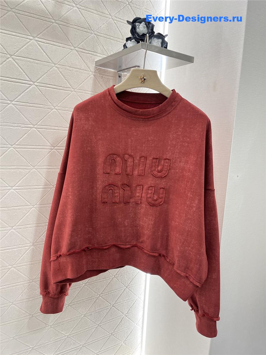 Miu Miu Crew Neck Logo Sweatshirt Set Red