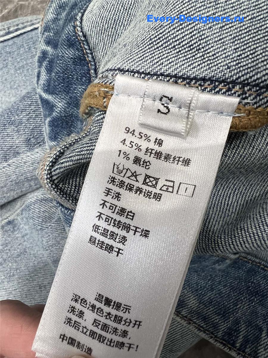 L0ew* light blue logo embroidered jeans