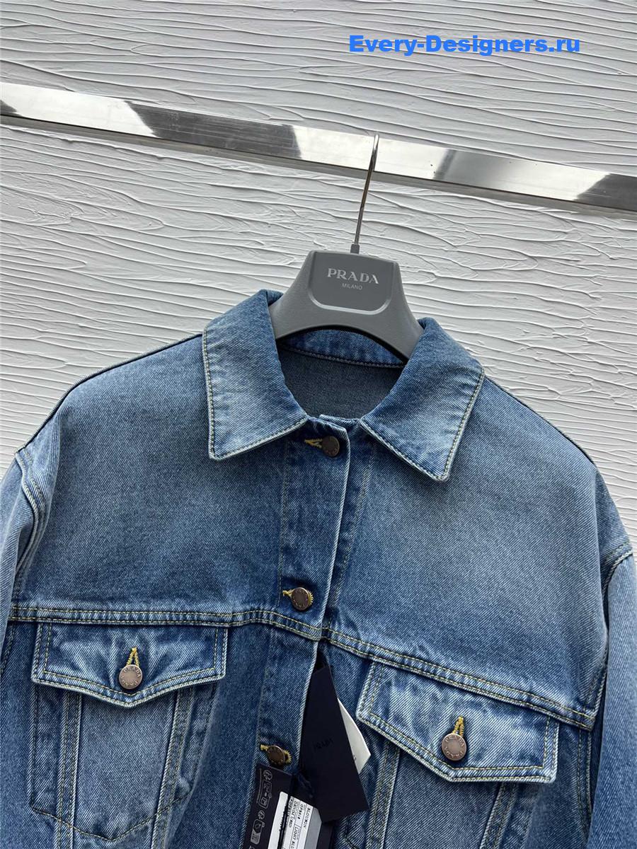 Pra*a cropped denim jacket blue