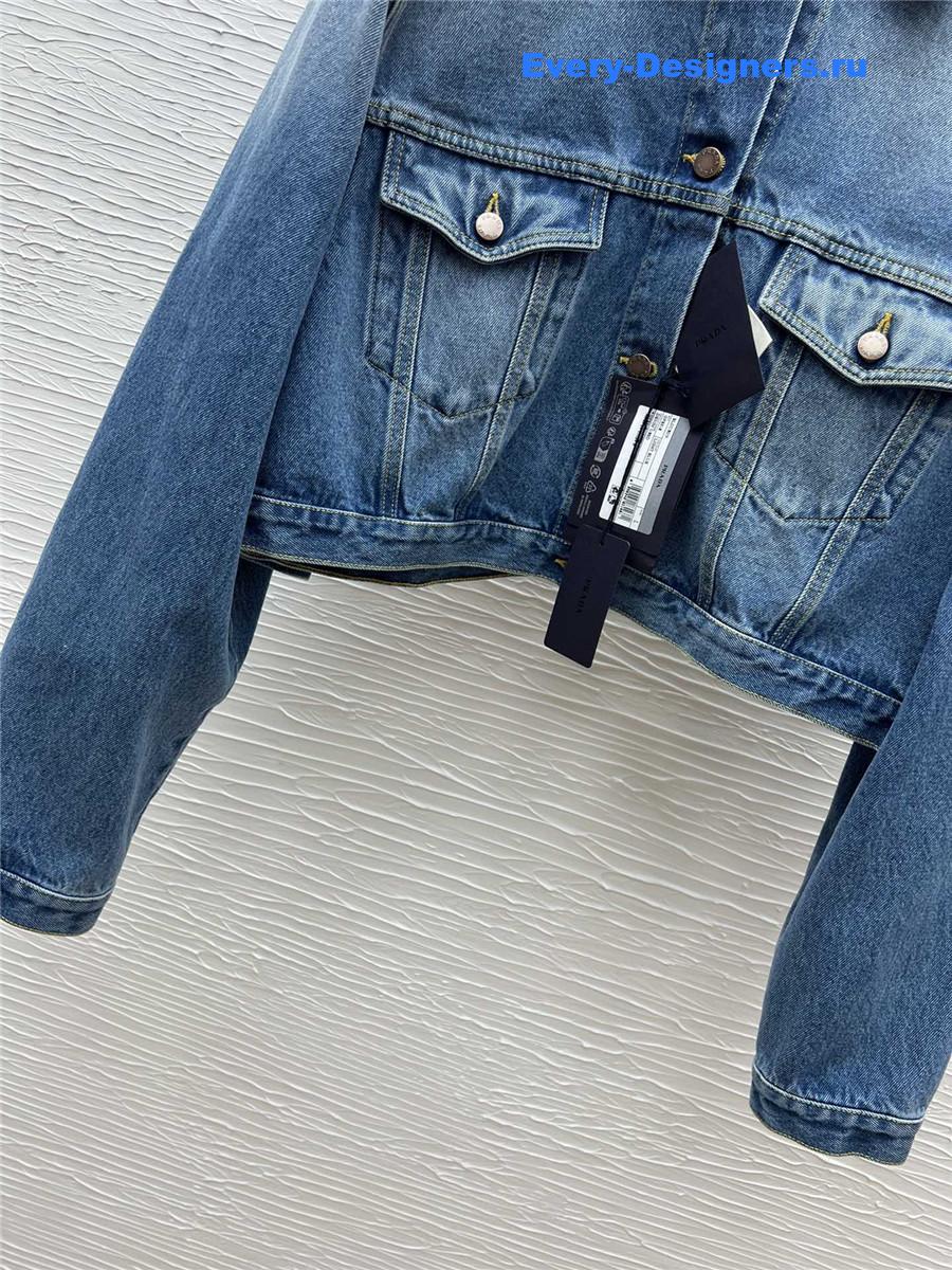 Pra*a cropped denim jacket blue