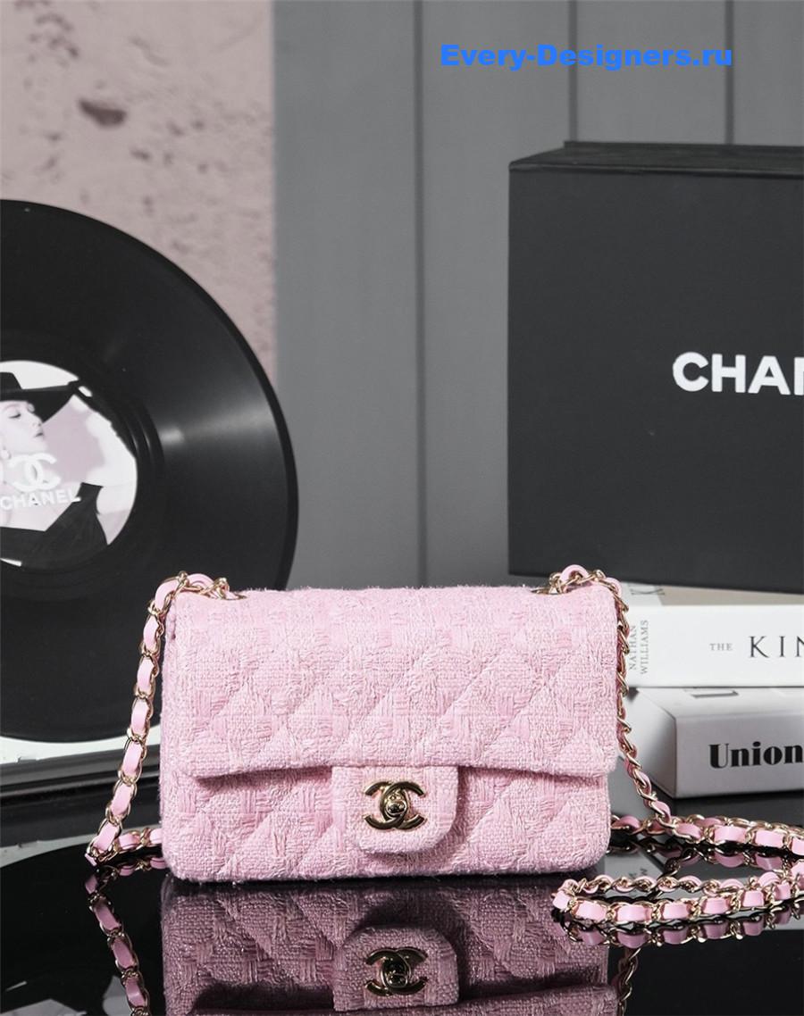Ch**el pink tweed flap bag