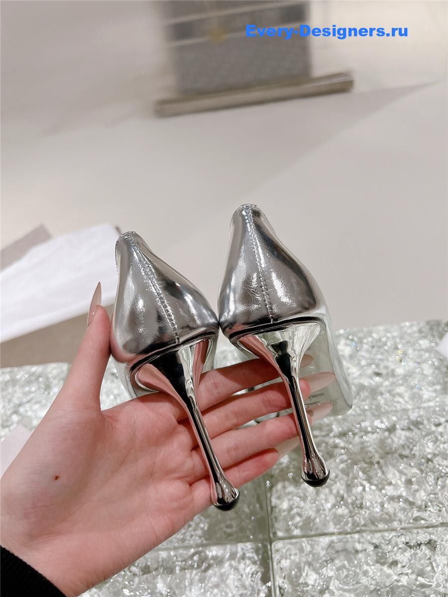 J1m*y Ch00 orb 95 embellished patent leather pumps silver