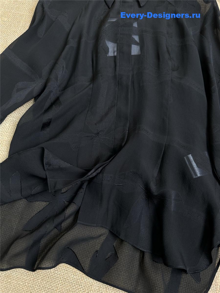 Ch**el black long sleeve silk shirt
