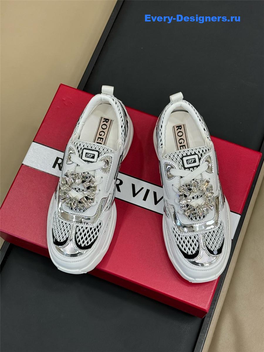 roger u1u1er viv on the run silver sneakers