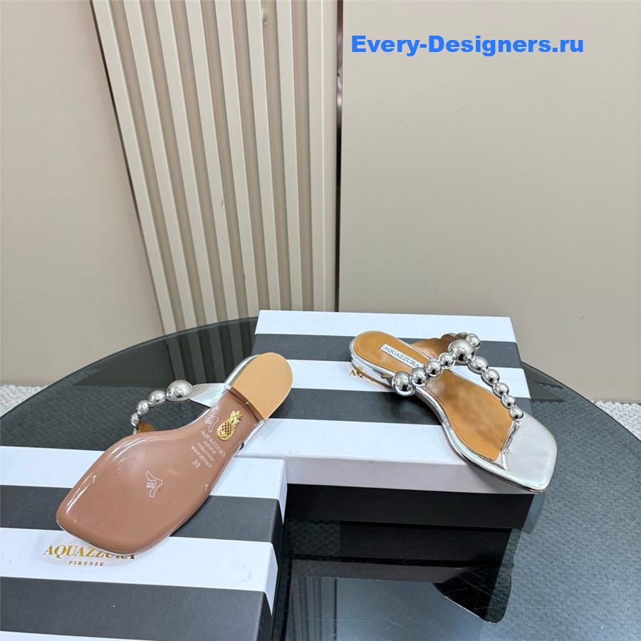 Aquazzura Silver Flat Flip Flops