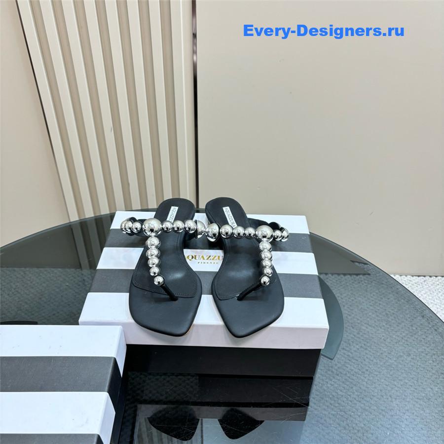 Aquazzura Black Flat Flip Flops