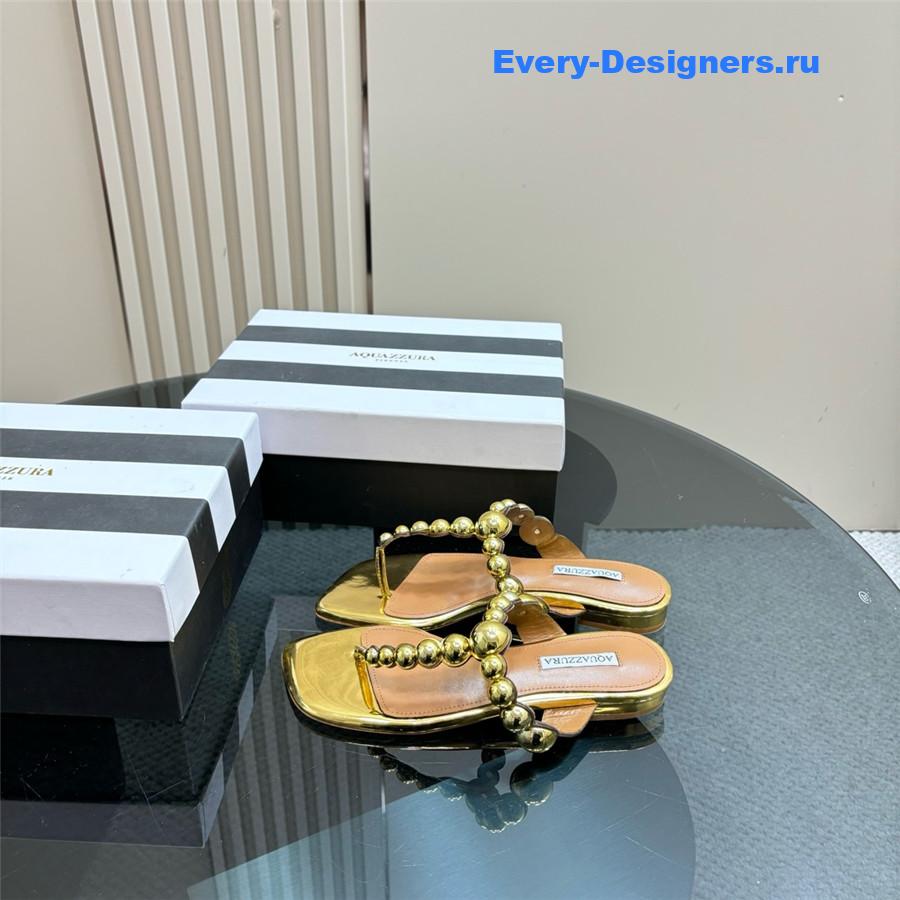 Aquazzura Women’s Flat Flip Flops Gold
