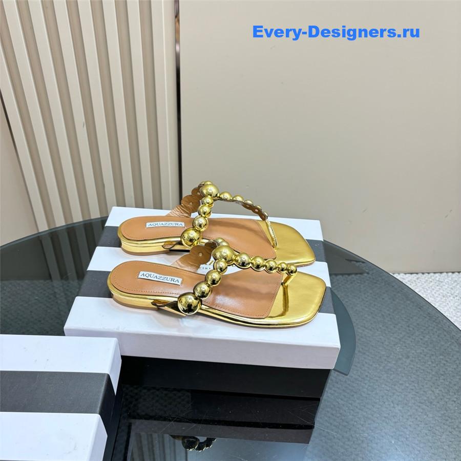 Aquazzura Women’s Flat Flip Flops Gold