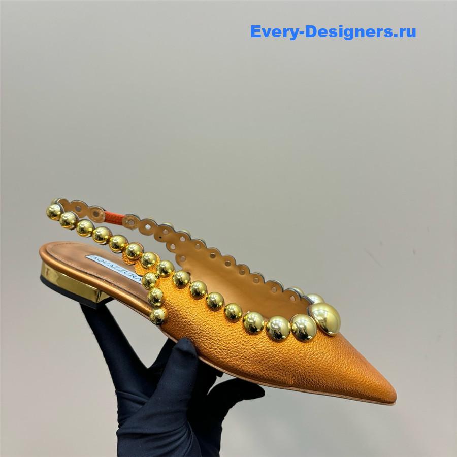 Aquazzura Gold Pineapple Flat Sandals