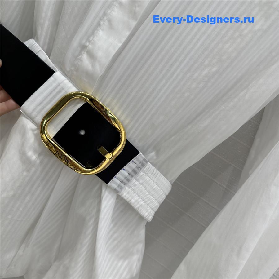 L0ew* white belted cotton shirt