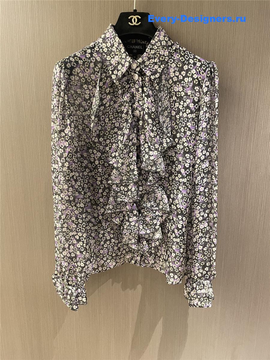 Ch**el logo mesh silk shirt