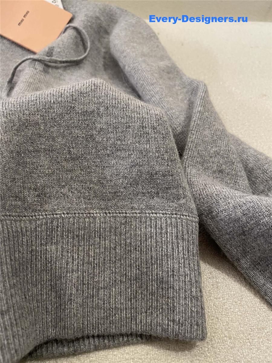 Miu Miu Cashmere Zip Hooded Cardigan