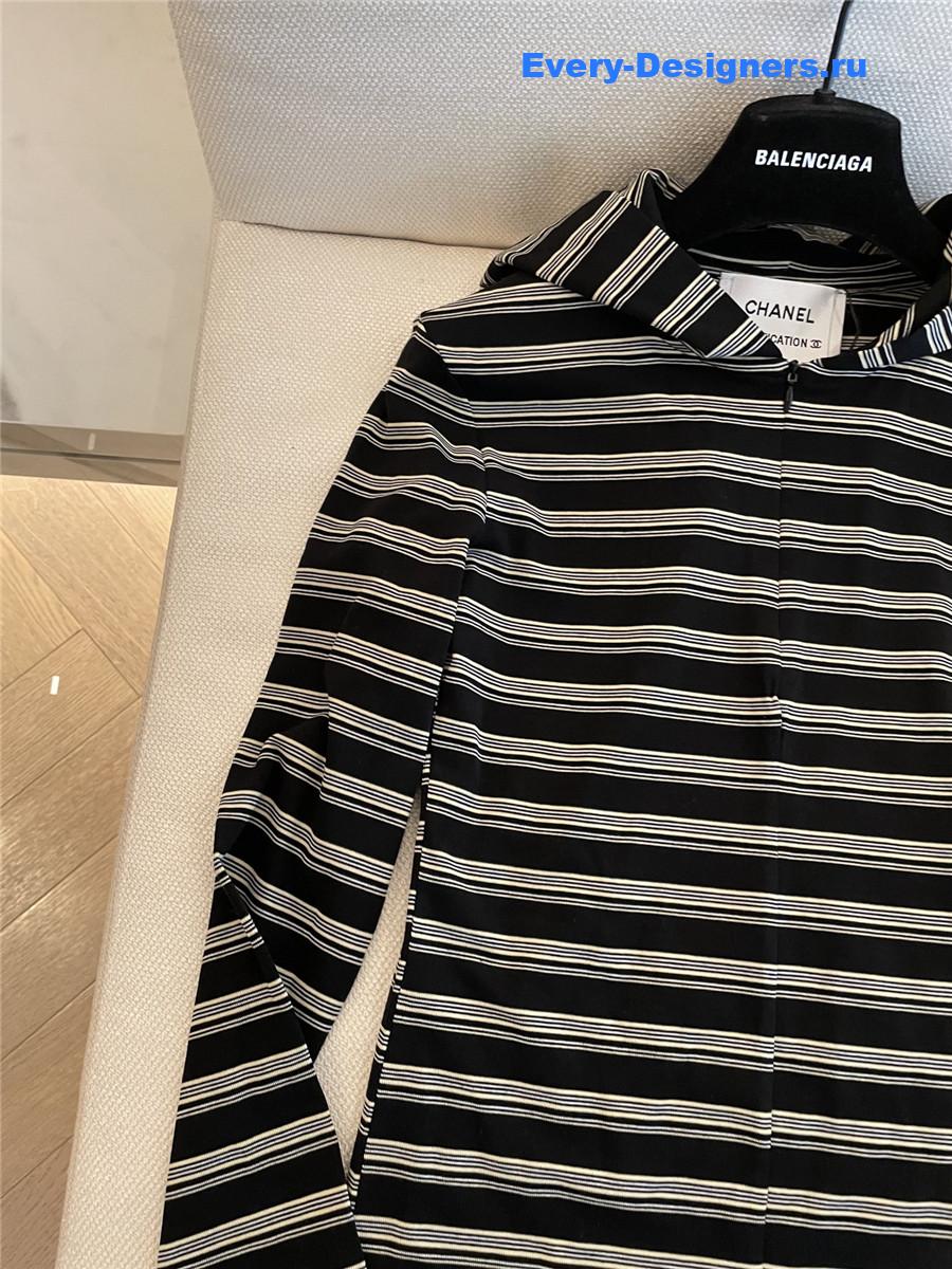 Ch**el hooded striped long sleeve shirt