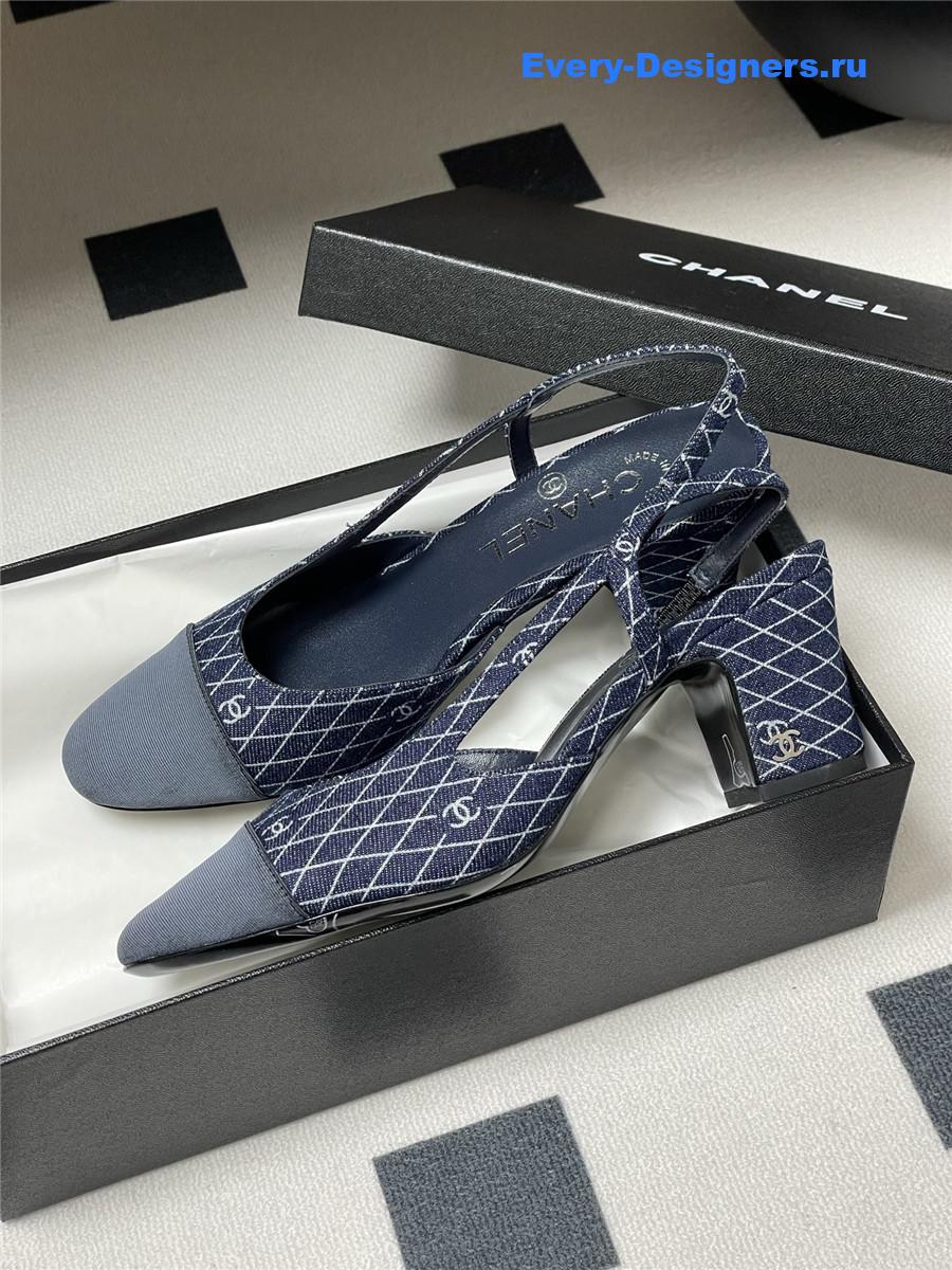 Ch**el dark blue denim heels