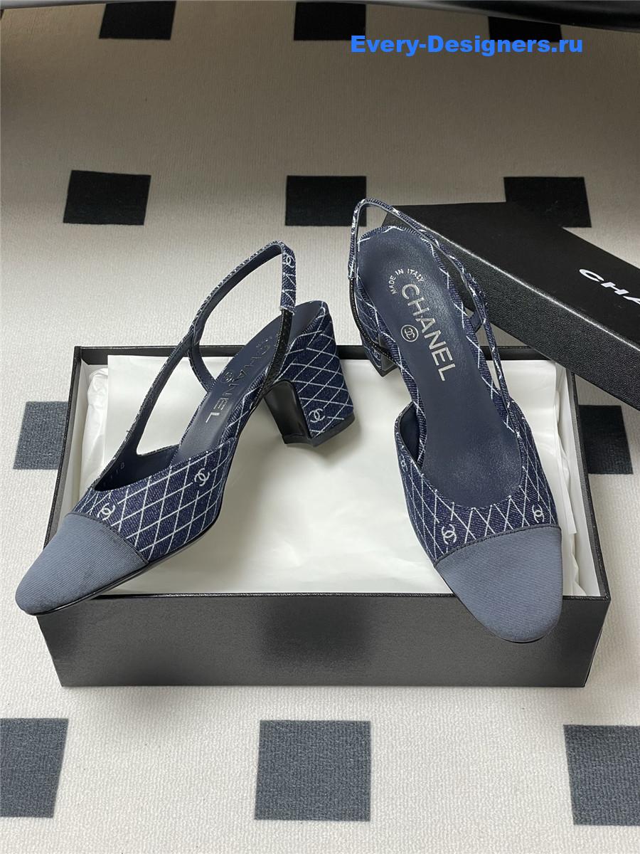 Ch**el dark blue denim heels