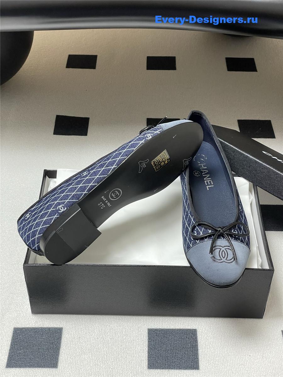 Ch**el navy denim ballet flats