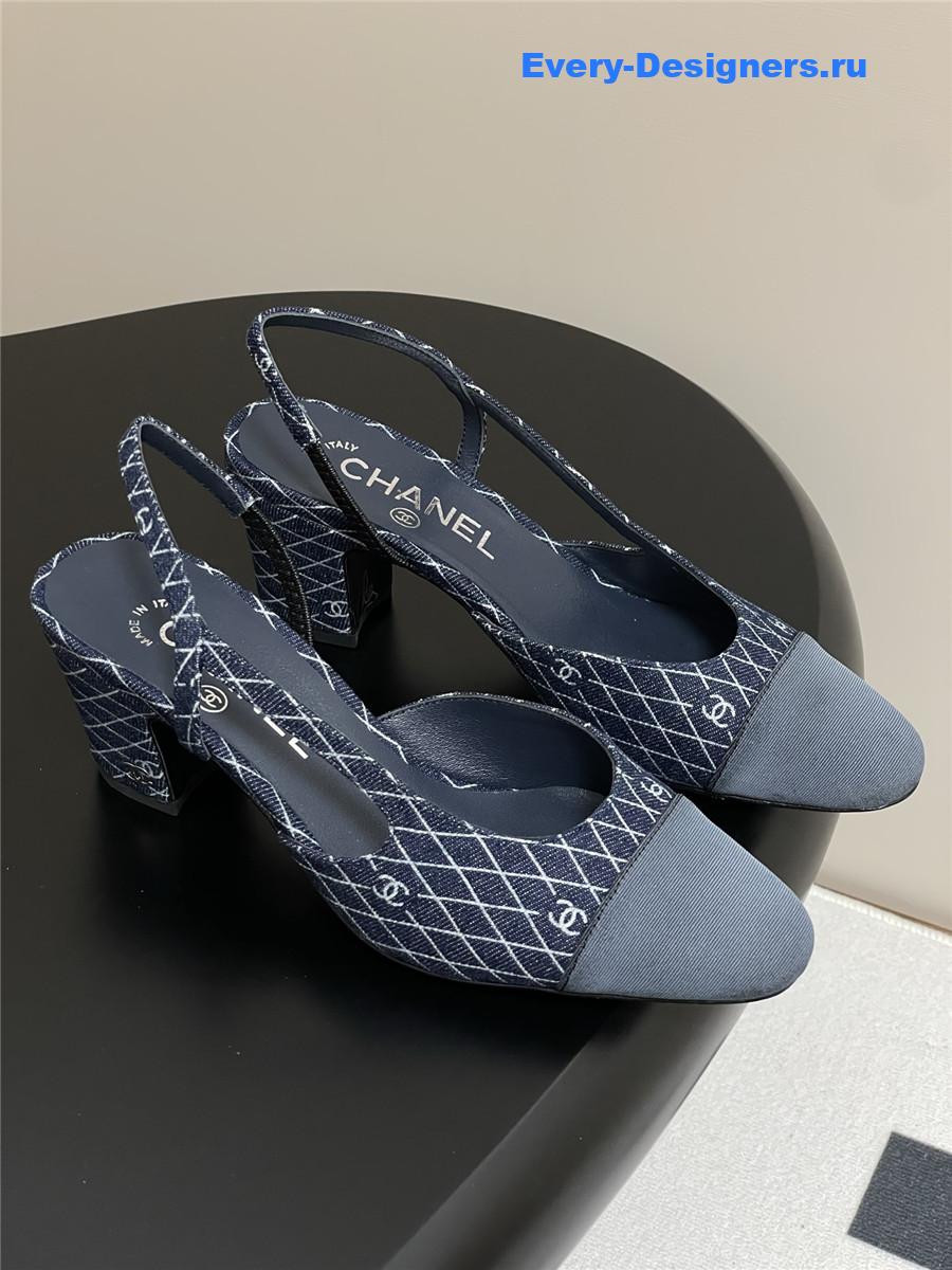 Ch**el dark blue denim heels