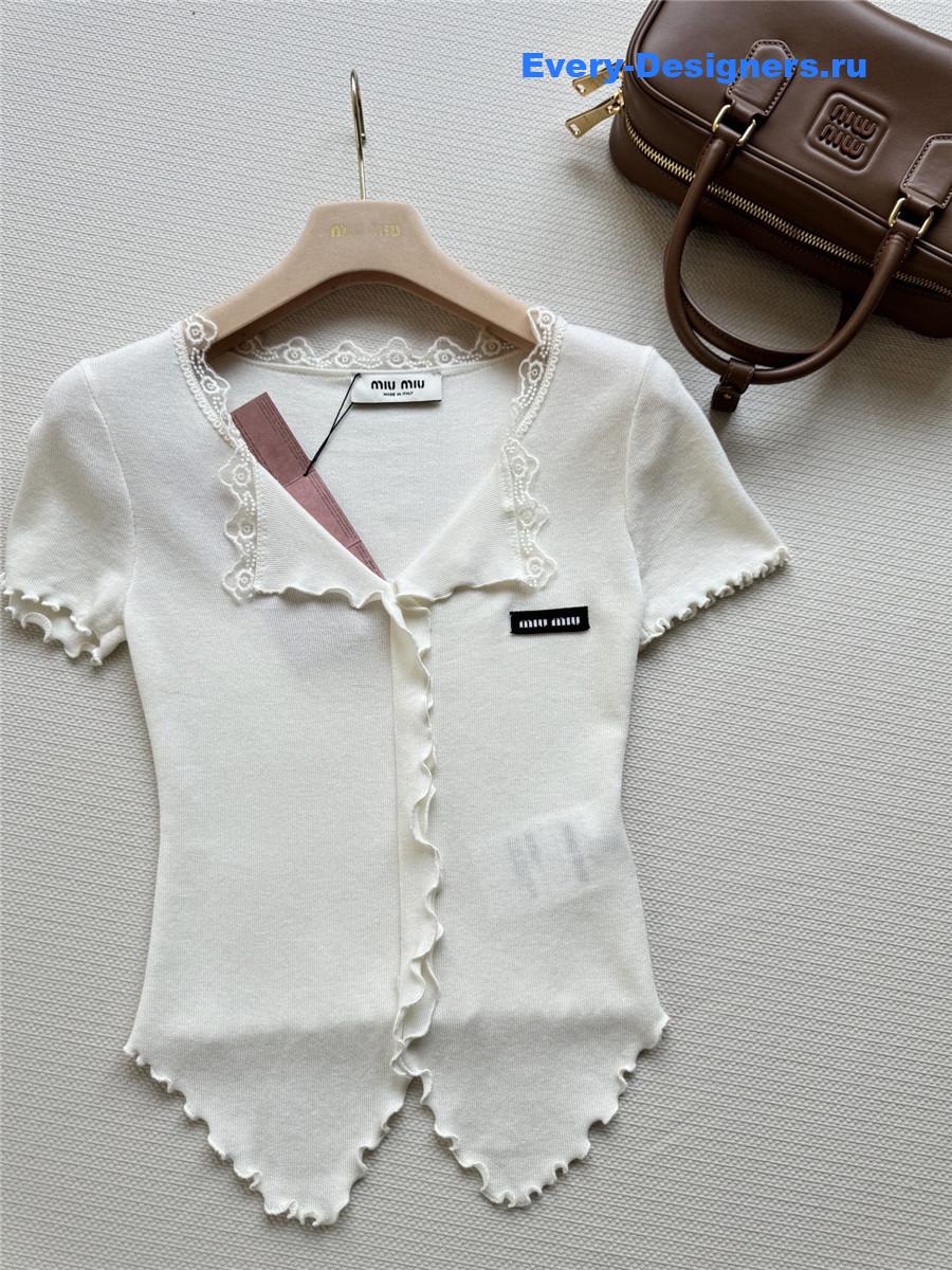 Miu Miu Wave Lace Knit Top