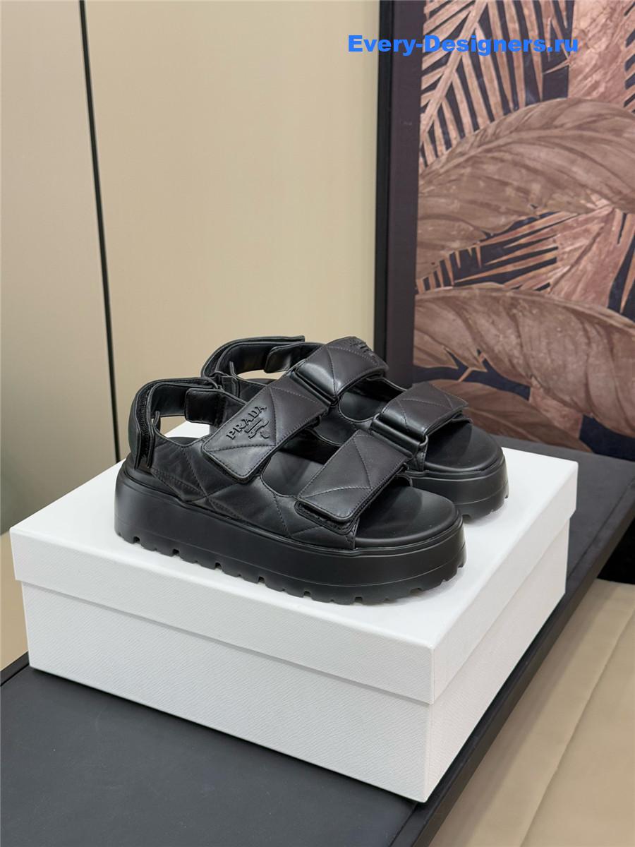 Pra*a black padded nappa leather sandals