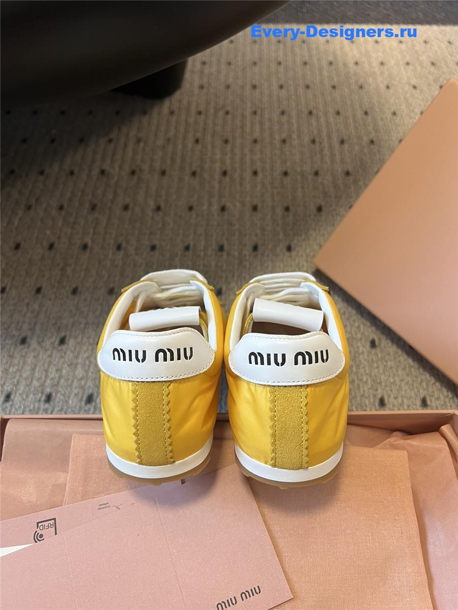 Miu Miu Yellow Nylon Suede Sneakers