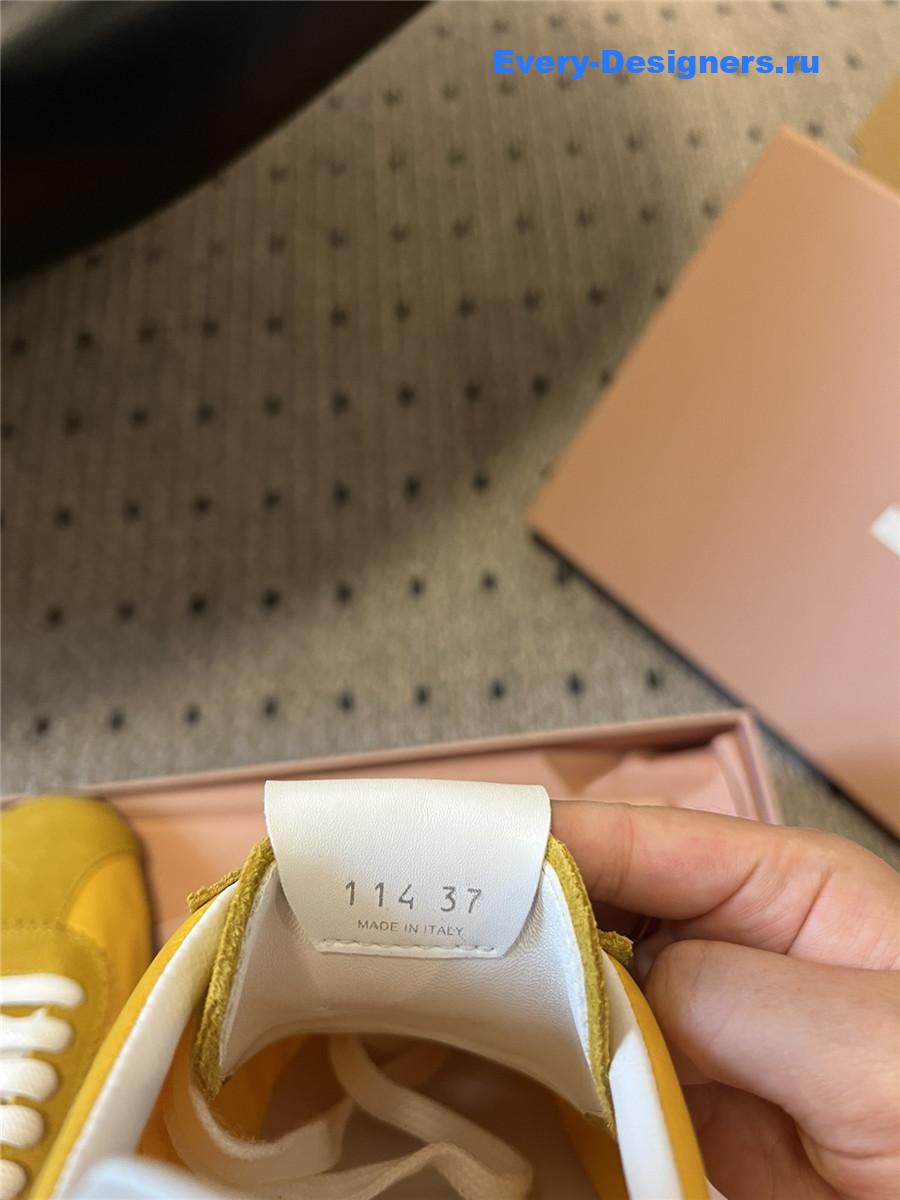 Miu Miu Yellow Nylon Suede Sneakers