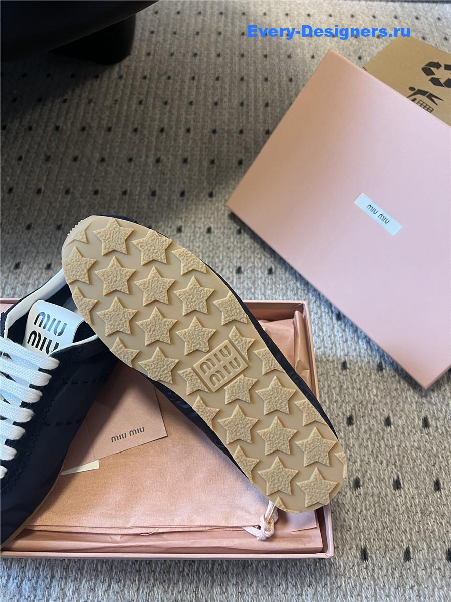 Miu Miu Navy Nylon Suede Sneakers
