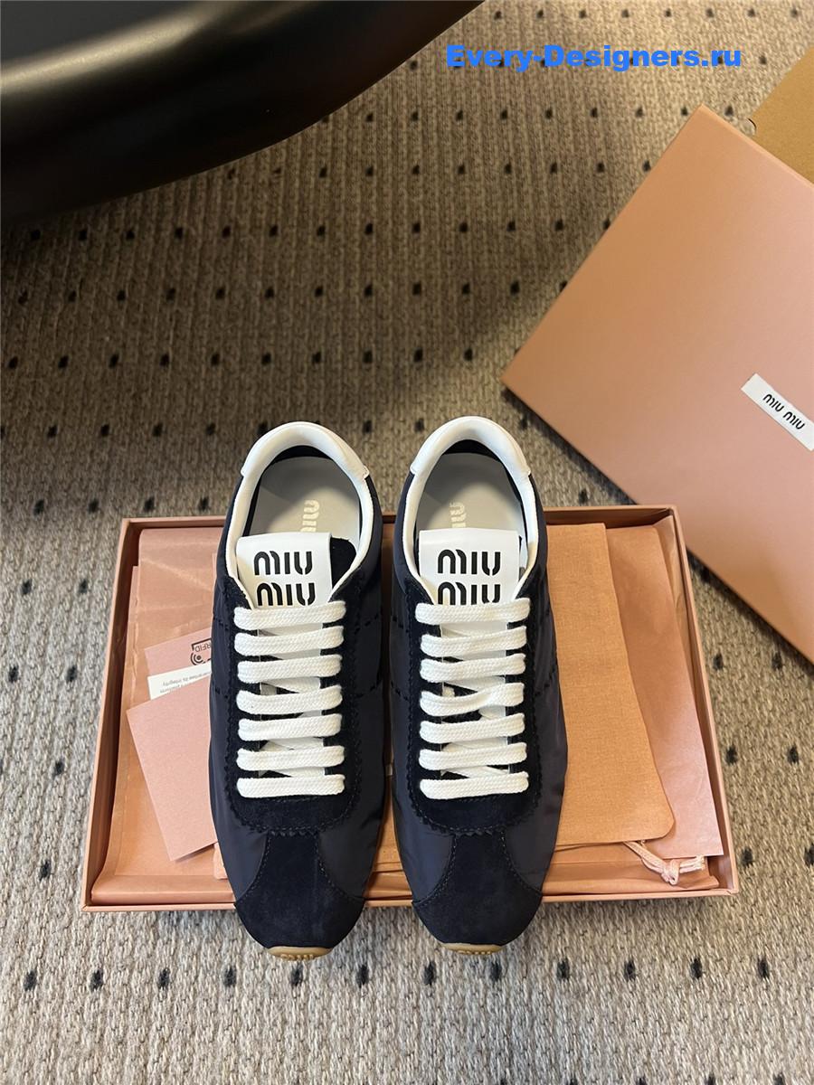 Miu Miu Navy Nylon Suede Sneakers