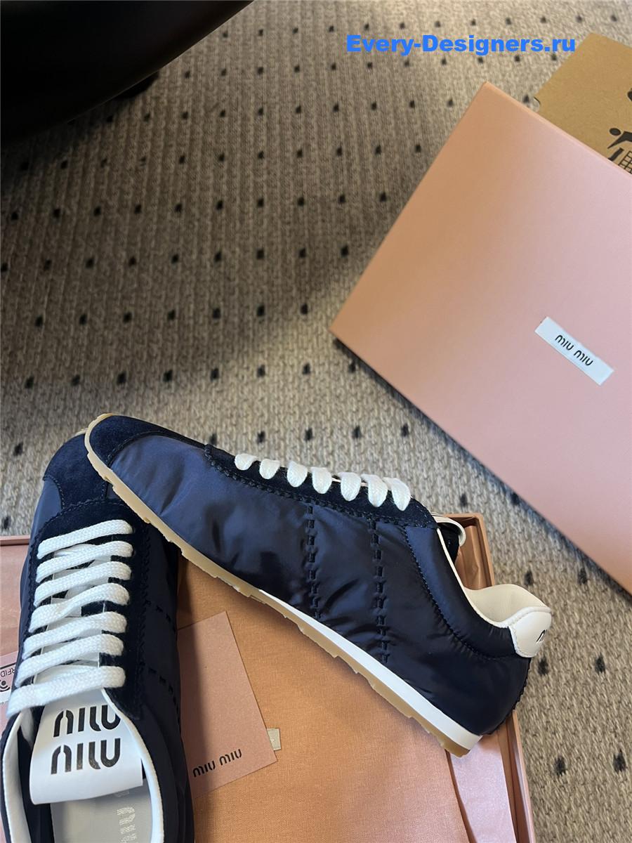 Miu Miu Navy Nylon Suede Sneakers