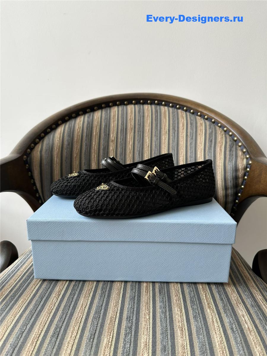 Pra*a ballerine mesh mary jane flat in black