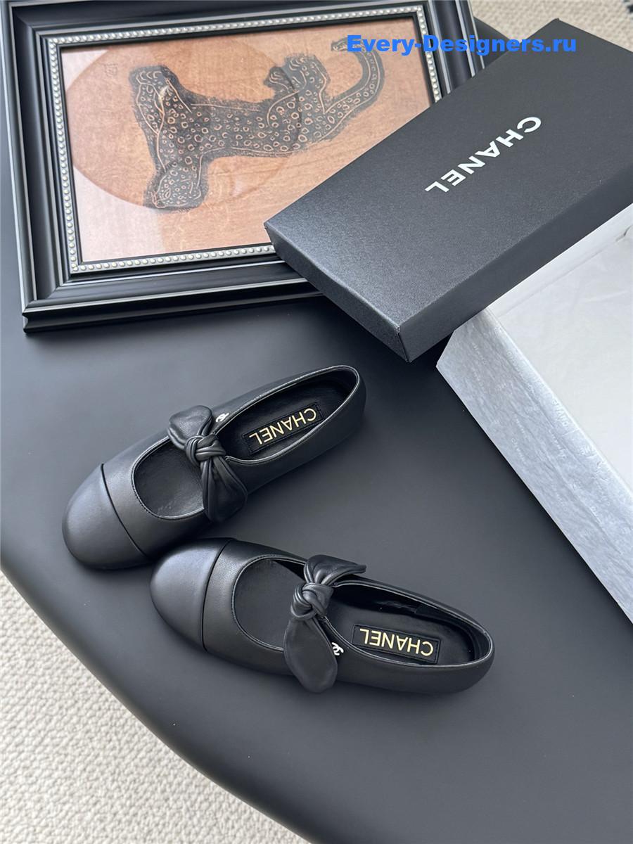 Ch**el black leather mary jane flats