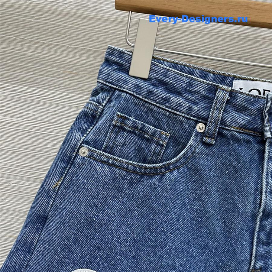 L0ew* blue embroidered shorts