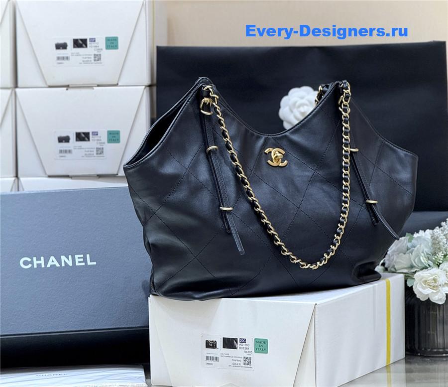 Ch**el black calfskin maxi tote
