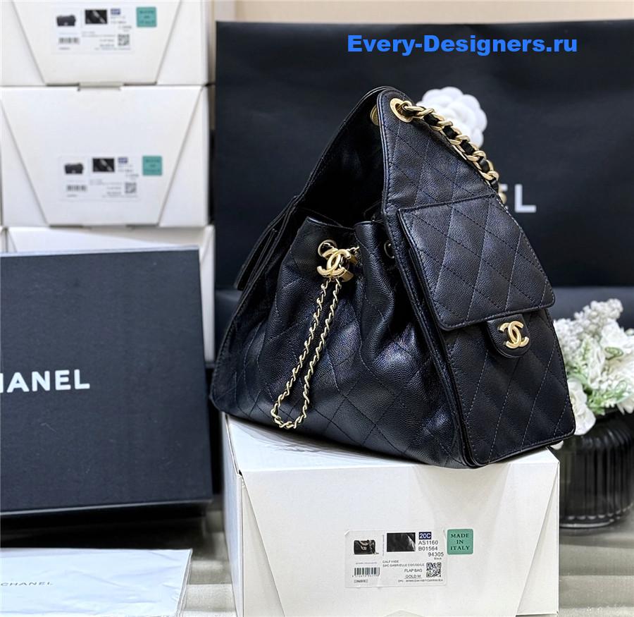 Ch**el small black calfskin handbag
