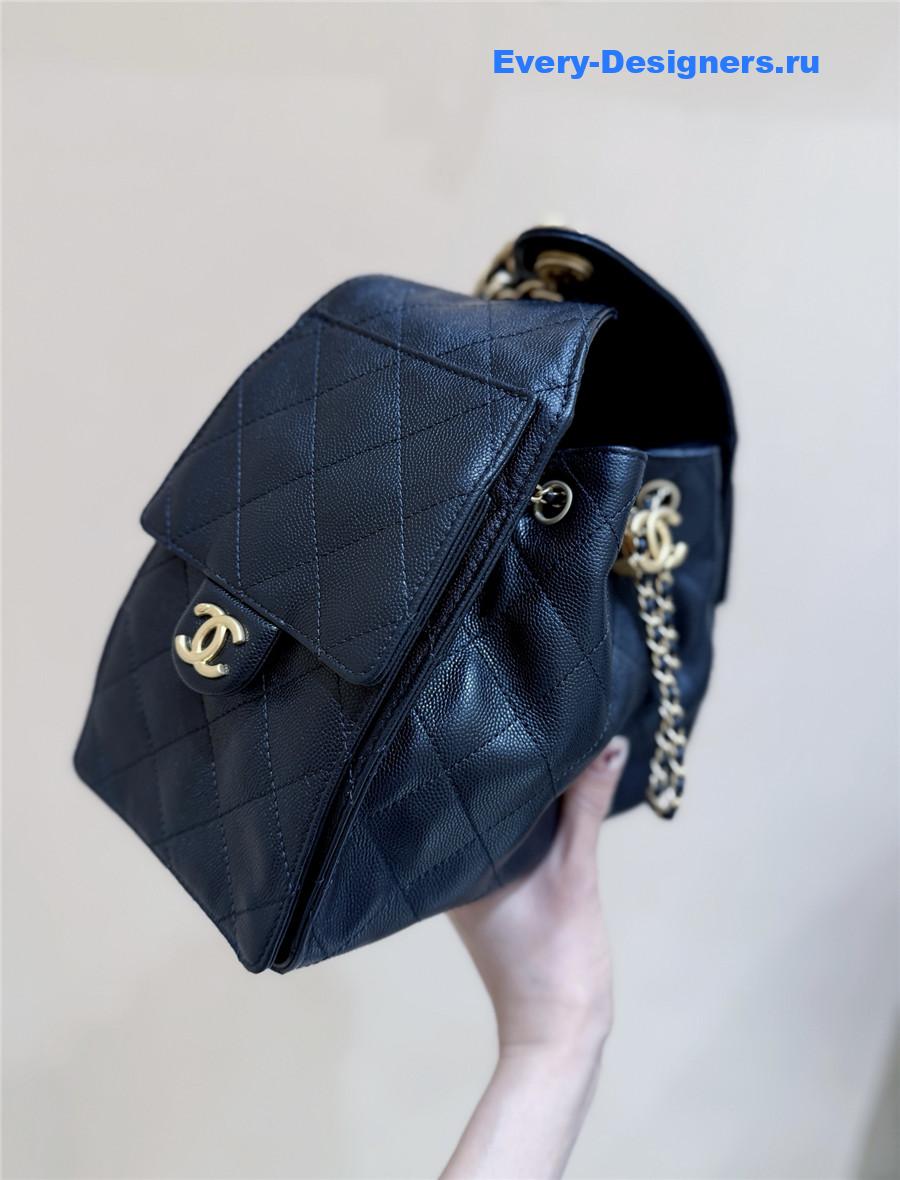 Ch**el small black calfskin handbag