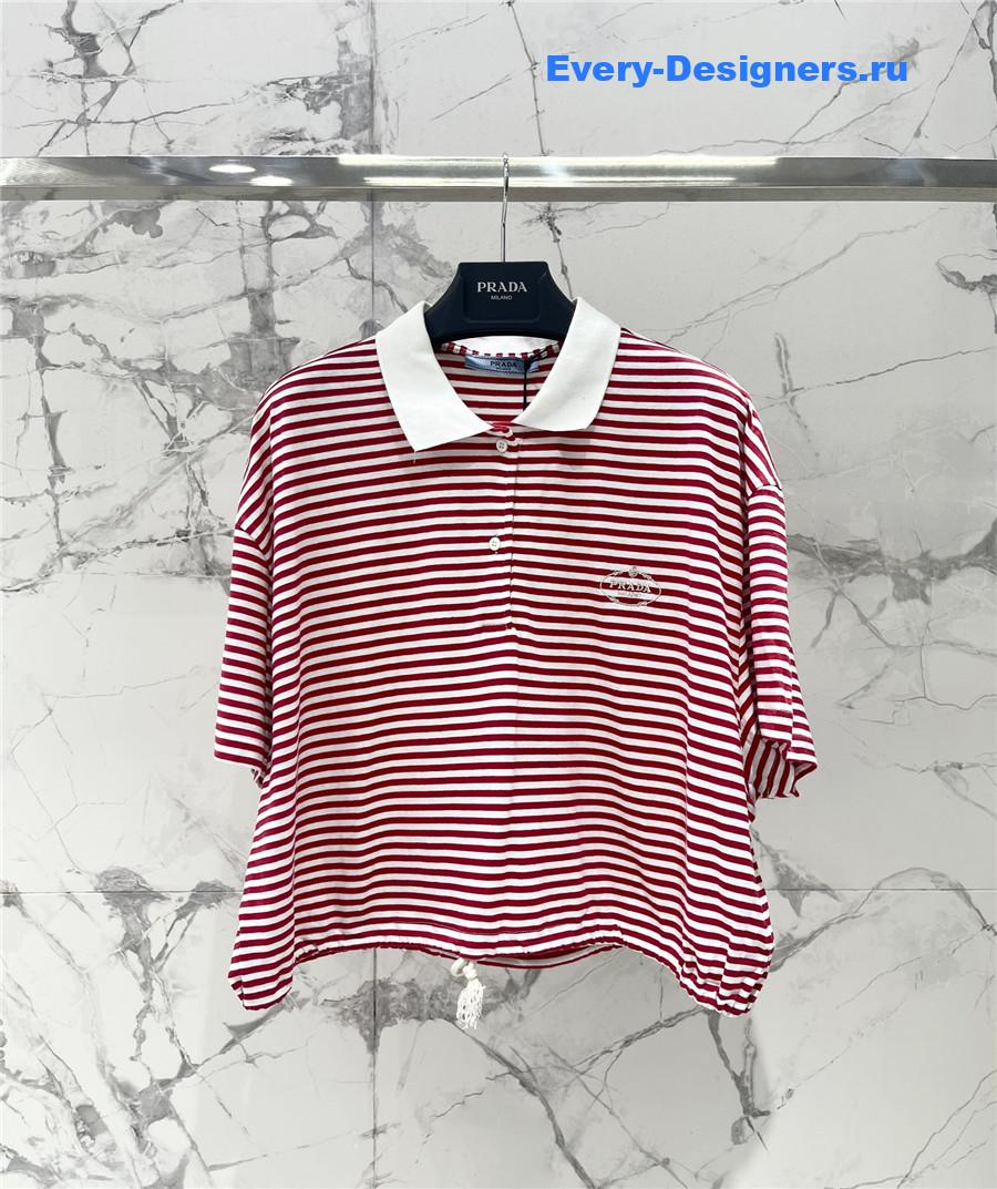 Pra*a striped knit polo shirt