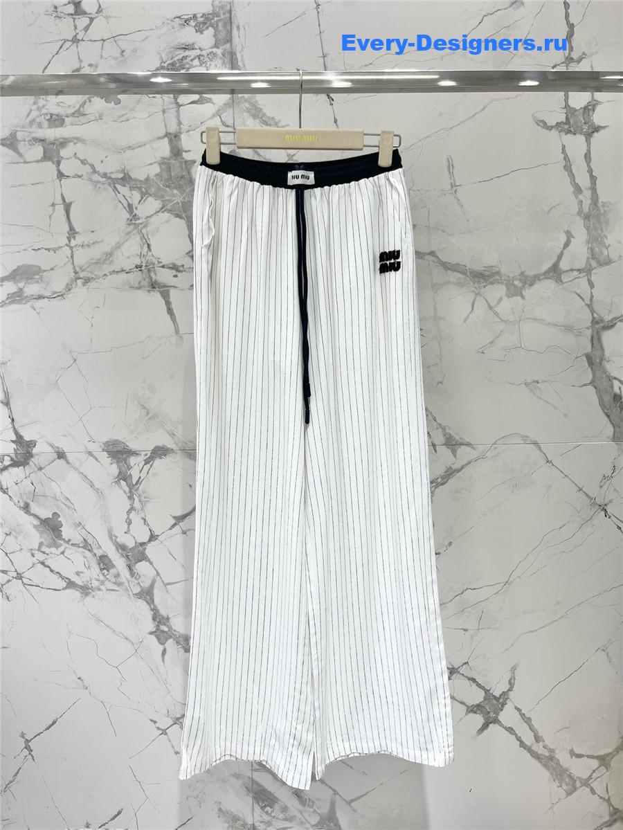 Miu Miu Logo Stripe Trousers