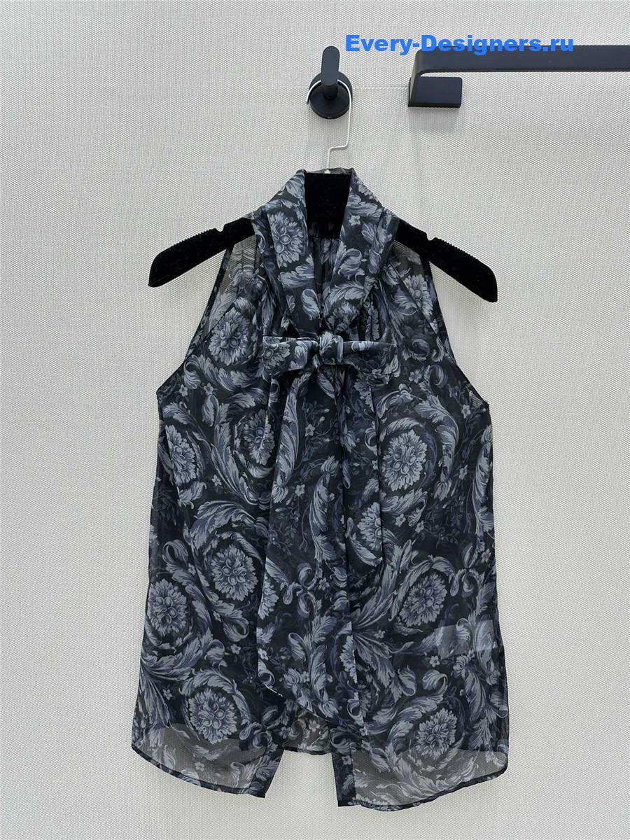 Va1e*ntin0 blue leopard silk top