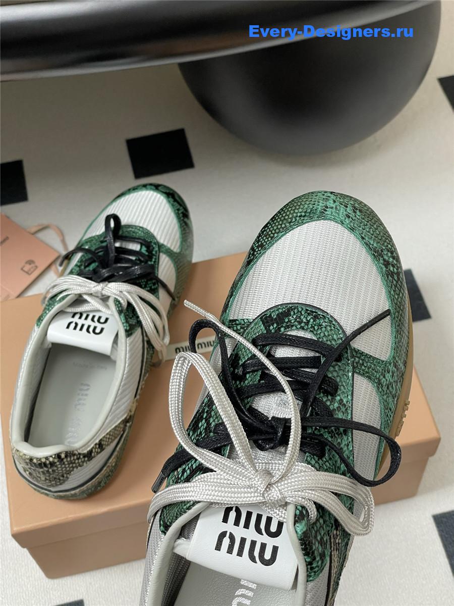 Miu Miu Green Snakeskin Sneakers
