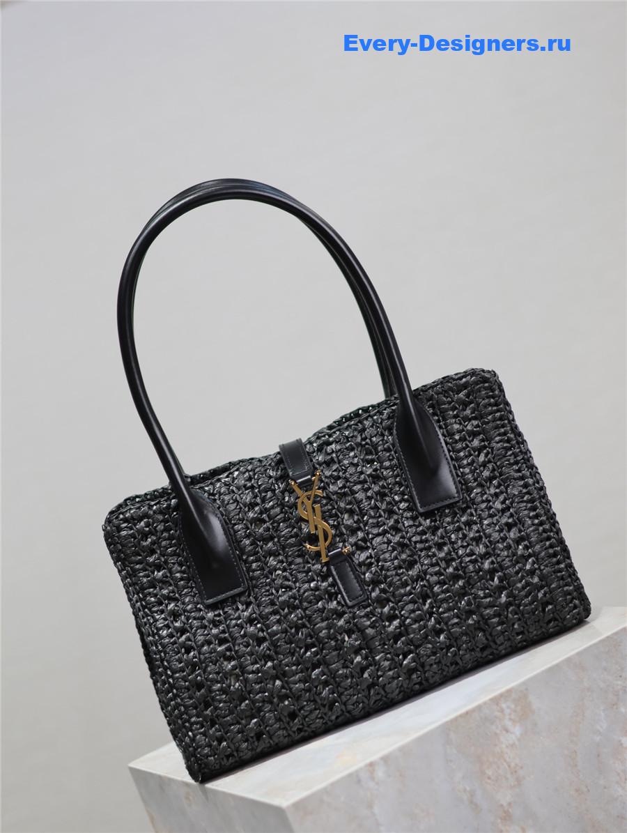Sa1nt Lau*nt black raffia tote