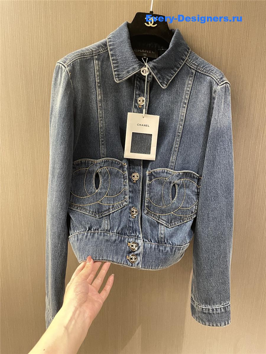 Ch**el light blue washed denim jacket