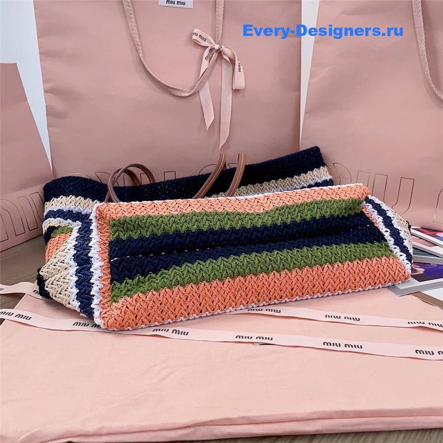 Miu Miu Blue Striped Crochet Tote