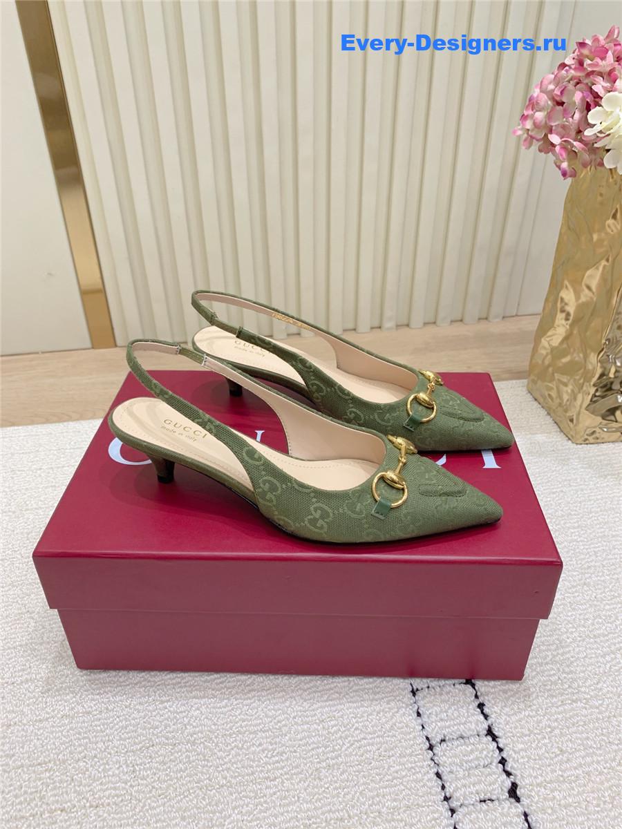 Gvc*1 green gg canvas slingback pump