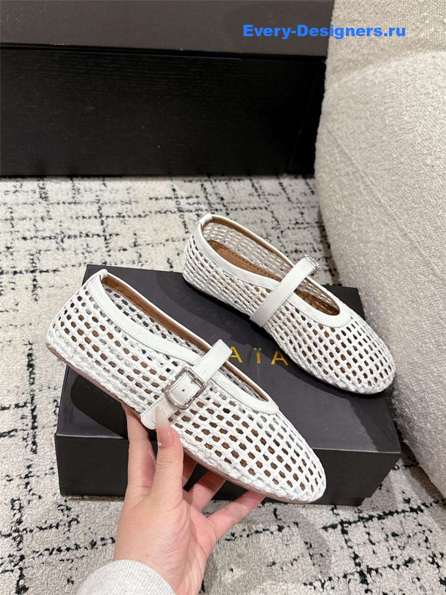 Alaïa White Mesh Ballet Flats