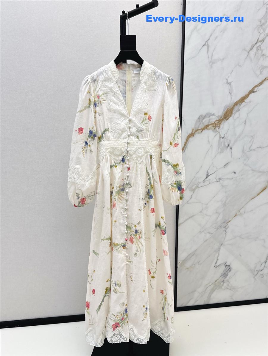 Zimm Lucky Lace Plunge Midi Dress