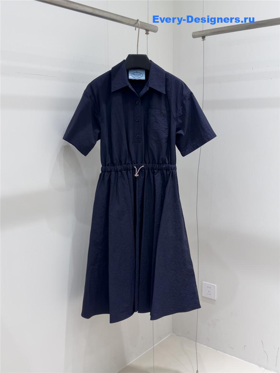 Pra*a pleated midi dress with drawstring waist