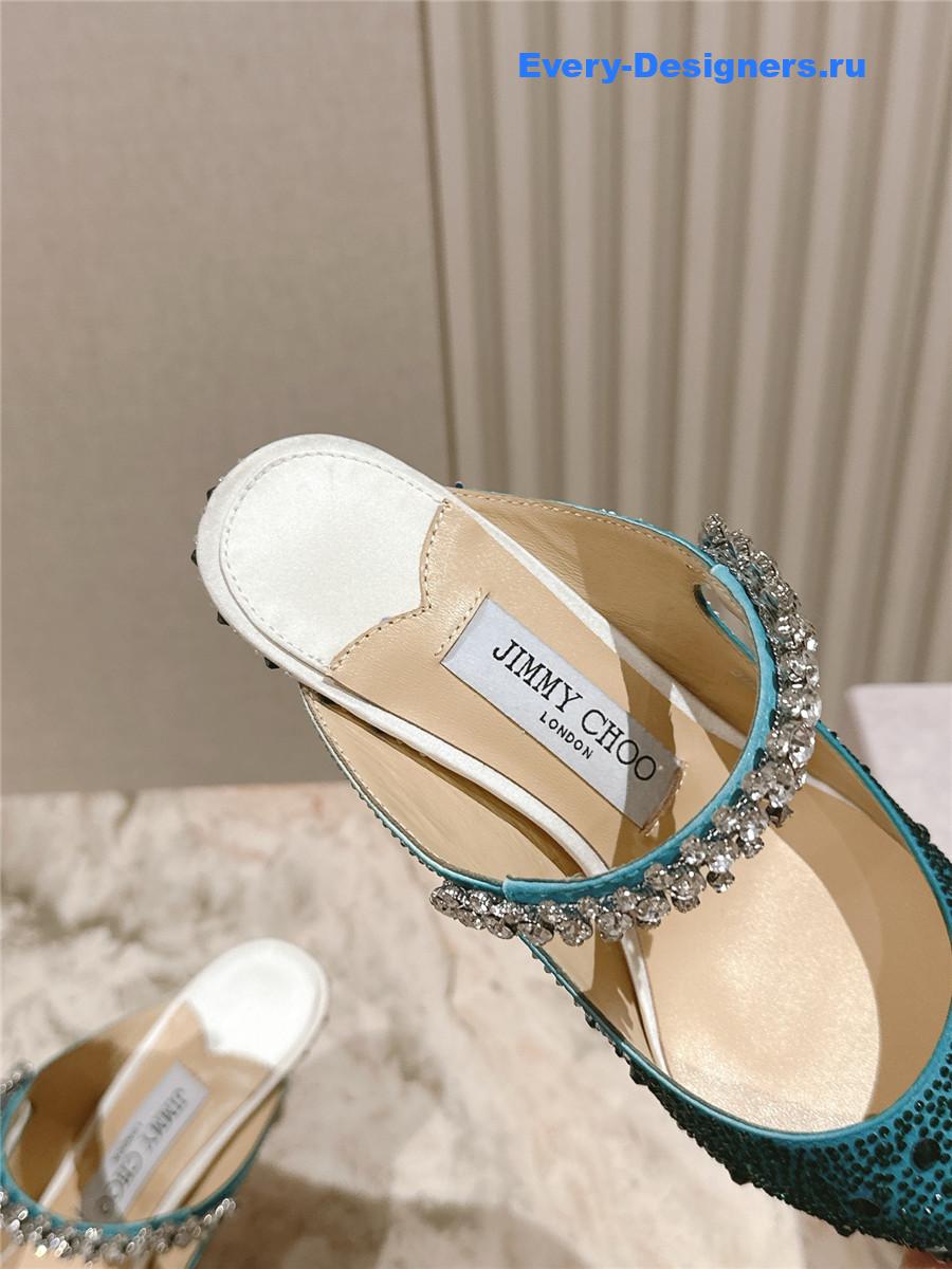 J1m*y Ch00 green glitter mules